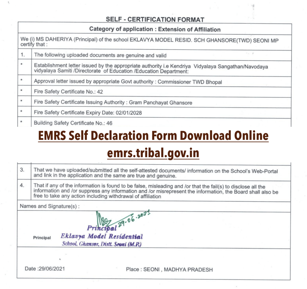 EMRS Self Declaration Form